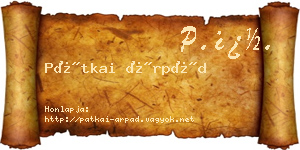 Pátkai Árpád névjegykártya