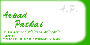 arpad patkai business card